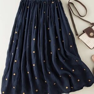 Navy Blue Polka Dot Skirt